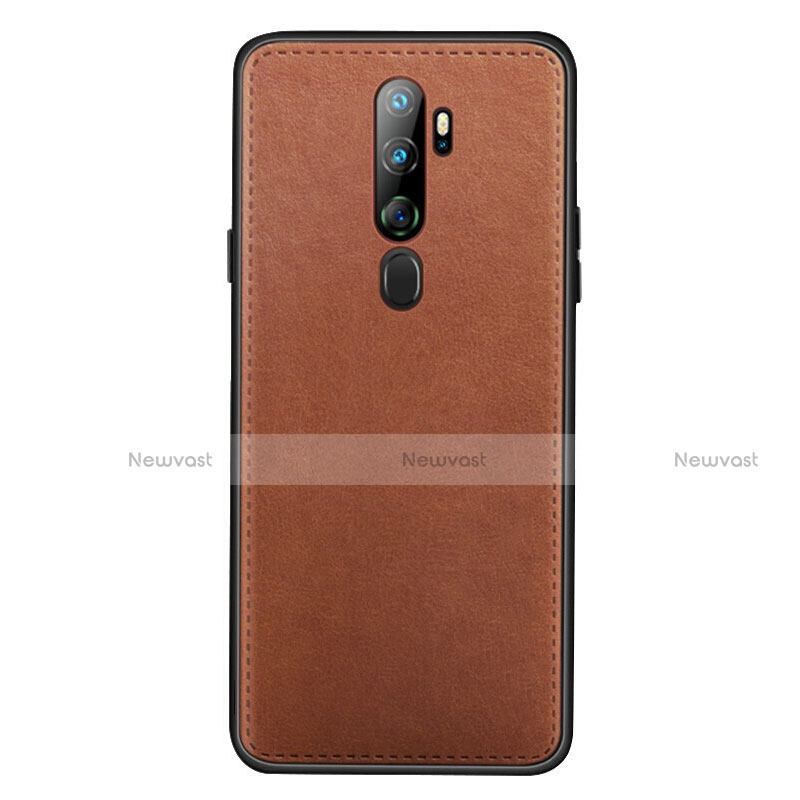 Soft Luxury Leather Snap On Case Cover S01 for Oppo A11 Brown