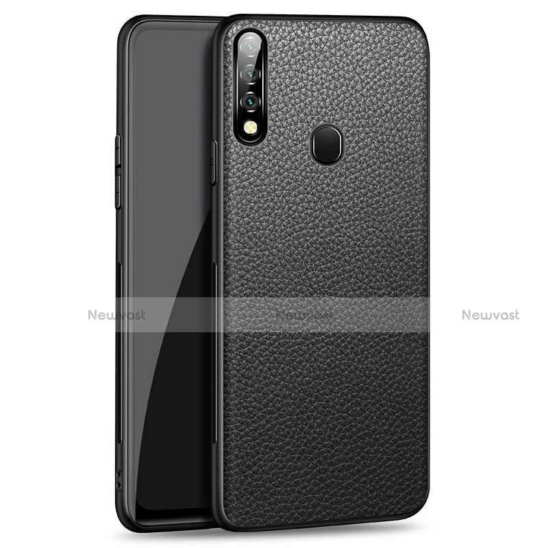 Soft Luxury Leather Snap On Case Cover S01 for Oppo A31 Black