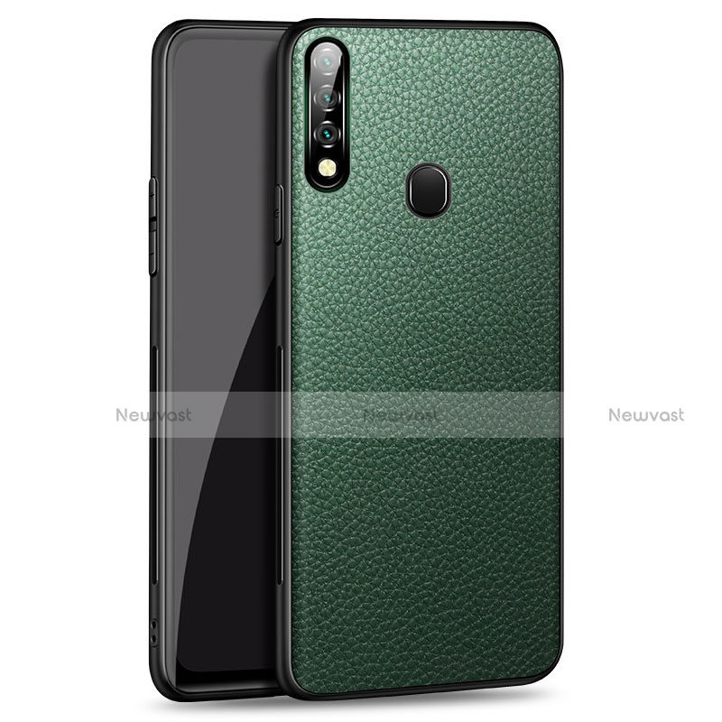 Soft Luxury Leather Snap On Case Cover S01 for Oppo A31 Green