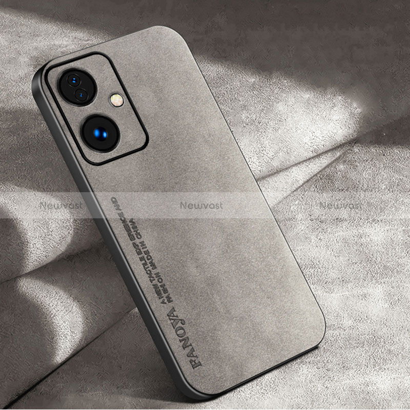 Soft Luxury Leather Snap On Case Cover S01 for Oppo A79 5G Gray