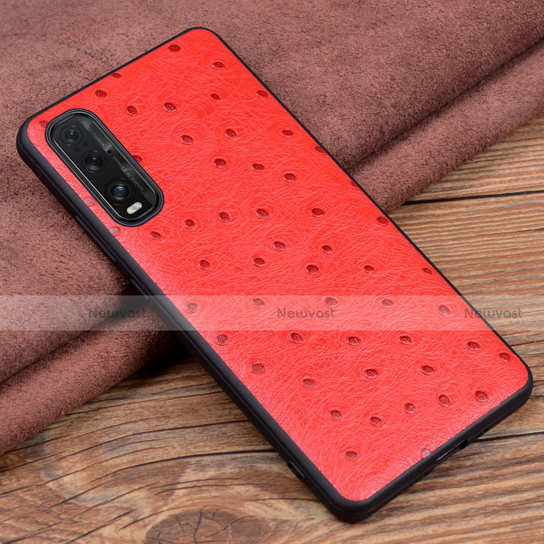 Soft Luxury Leather Snap On Case Cover S01 for Oppo Find X2 Red