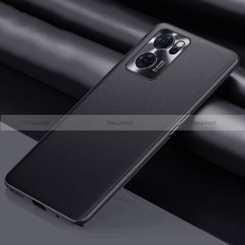 Soft Luxury Leather Snap On Case Cover S01 for Oppo Find X5 Lite 5G Black