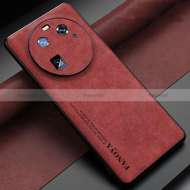 Soft Luxury Leather Snap On Case Cover S01 for Oppo Find X6 Pro 5G Red