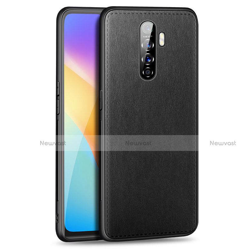 Soft Luxury Leather Snap On Case Cover S01 for Oppo Reno Ace Black