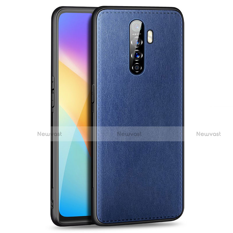 Soft Luxury Leather Snap On Case Cover S01 for Oppo Reno Ace Blue