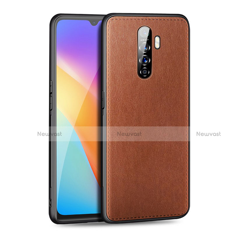 Soft Luxury Leather Snap On Case Cover S01 for Oppo Reno Ace Brown