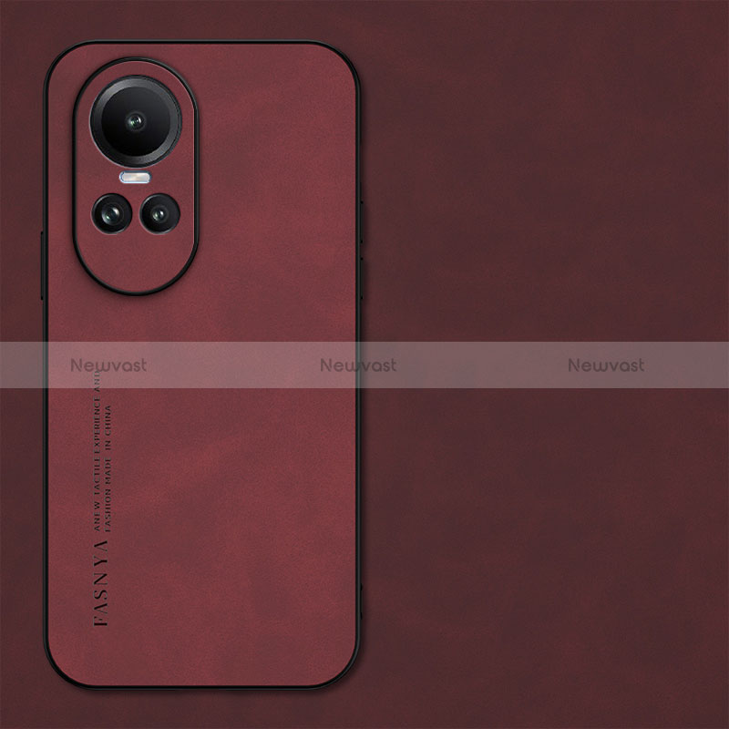 Soft Luxury Leather Snap On Case Cover S01 for Oppo Reno10 5G Red