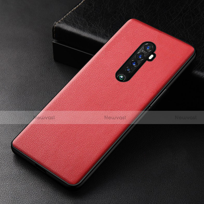 Soft Luxury Leather Snap On Case Cover S01 for Oppo Reno2 Red