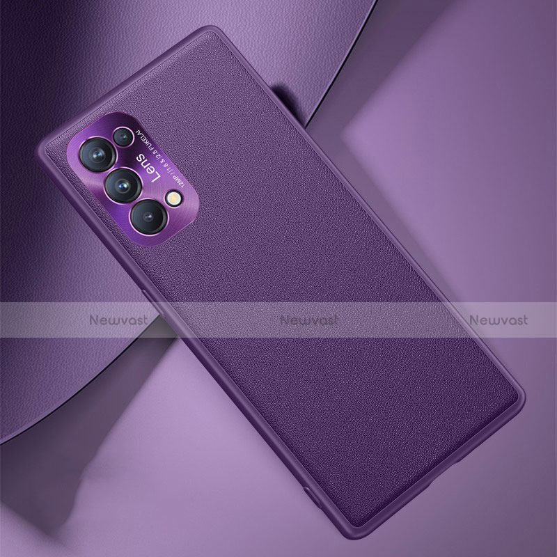 Soft Luxury Leather Snap On Case Cover S01 for Oppo Reno5 5G Purple