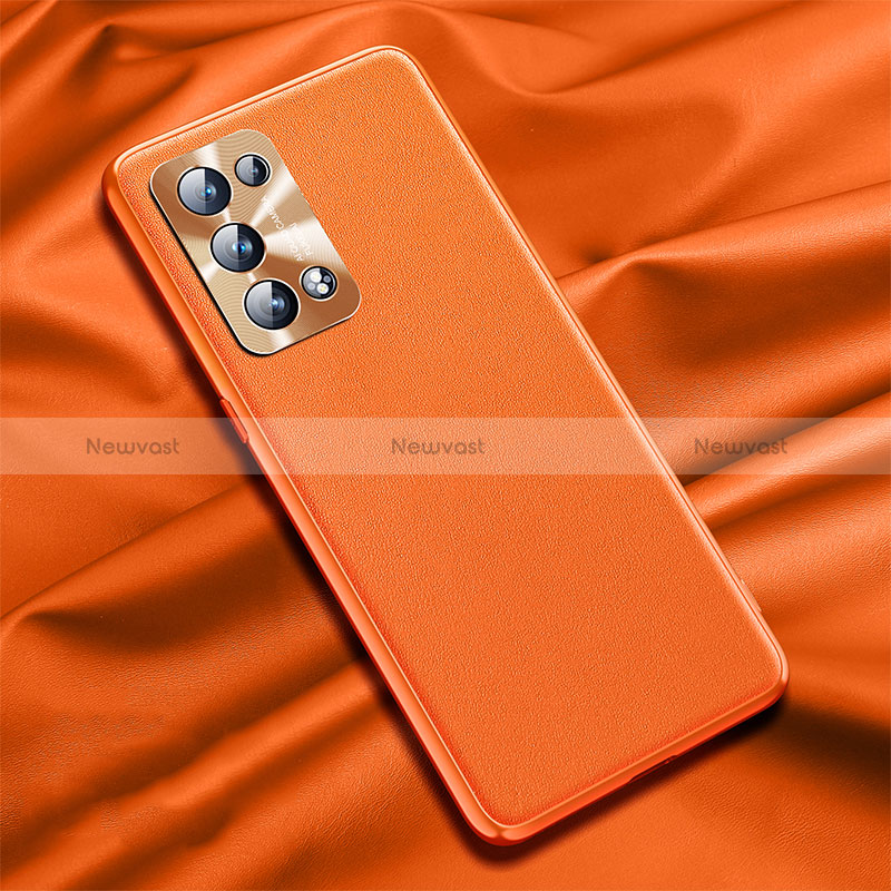 Soft Luxury Leather Snap On Case Cover S01 for Oppo Reno6 Pro 5G Orange