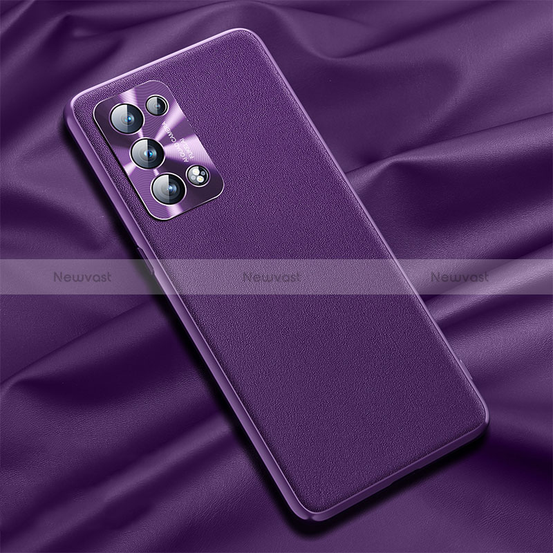 Soft Luxury Leather Snap On Case Cover S01 for Oppo Reno6 Pro 5G Purple