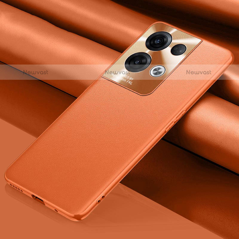 Soft Luxury Leather Snap On Case Cover S01 for Oppo Reno9 Pro+ Plus 5G Orange