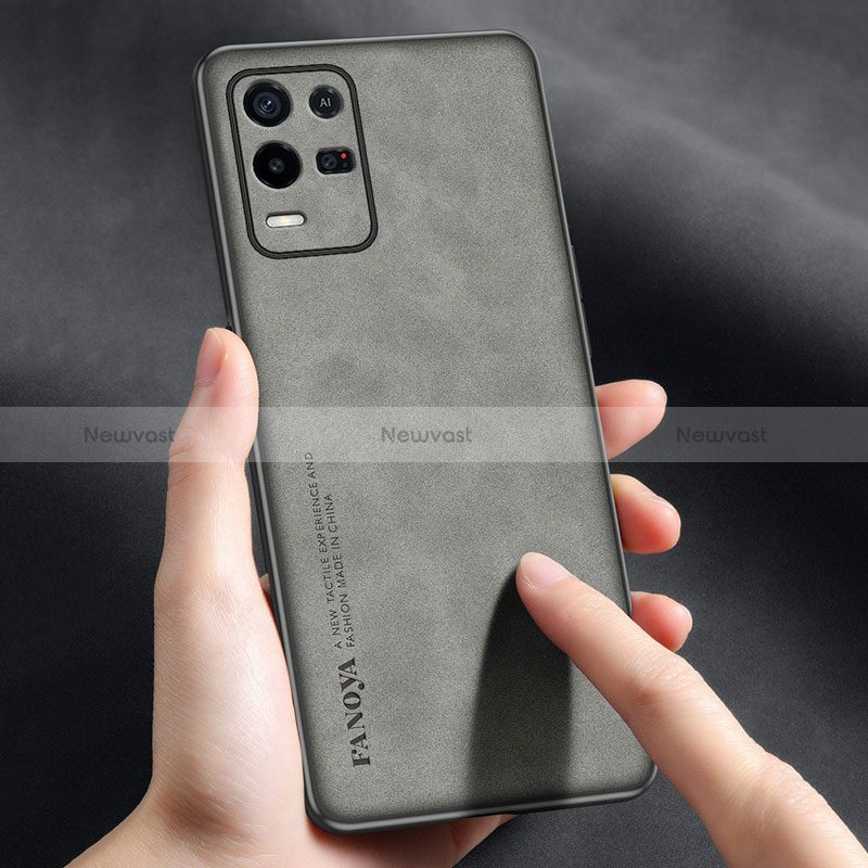 Soft Luxury Leather Snap On Case Cover S01 for Realme Q3 5G