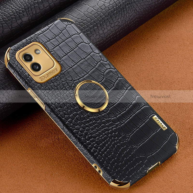 Soft Luxury Leather Snap On Case Cover S01 for Samsung Galaxy A03 Black