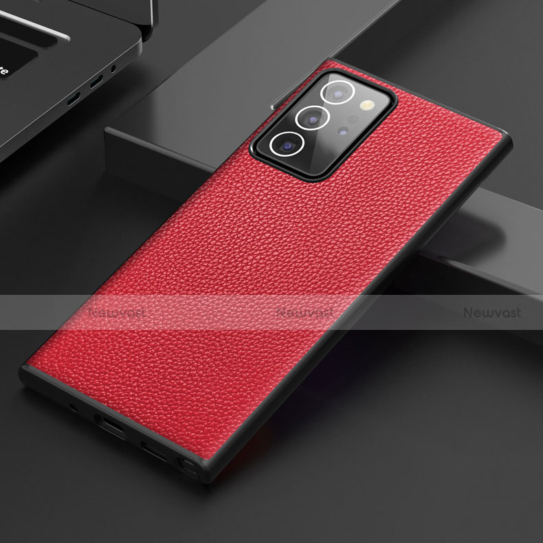 Soft Luxury Leather Snap On Case Cover S01 for Samsung Galaxy Note 20 Ultra 5G Red