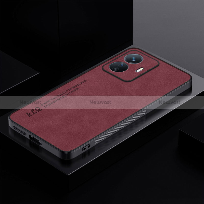 Soft Luxury Leather Snap On Case Cover S01 for Vivo iQOO Z6 Lite 5G Red