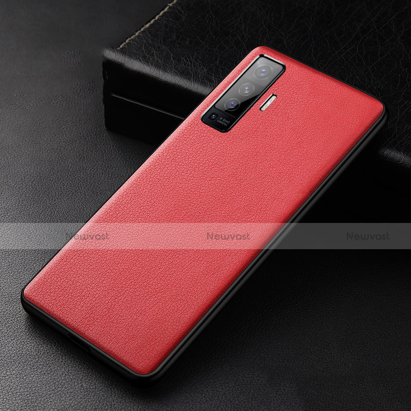 Soft Luxury Leather Snap On Case Cover S01 for Vivo X50 5G Red