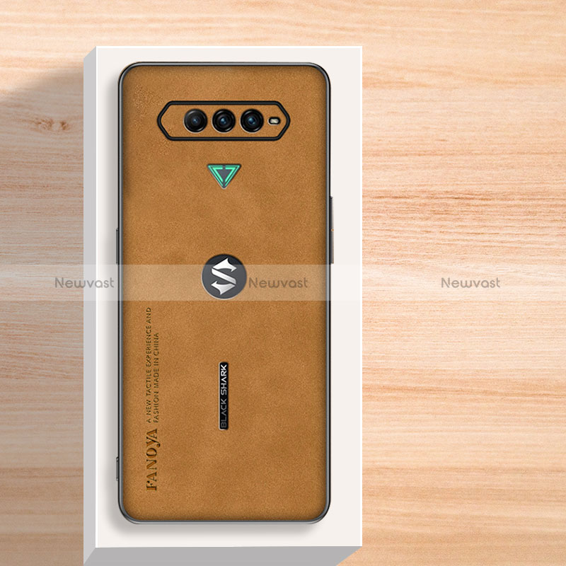 Soft Luxury Leather Snap On Case Cover S01 for Xiaomi Black Shark 4 5G Brown