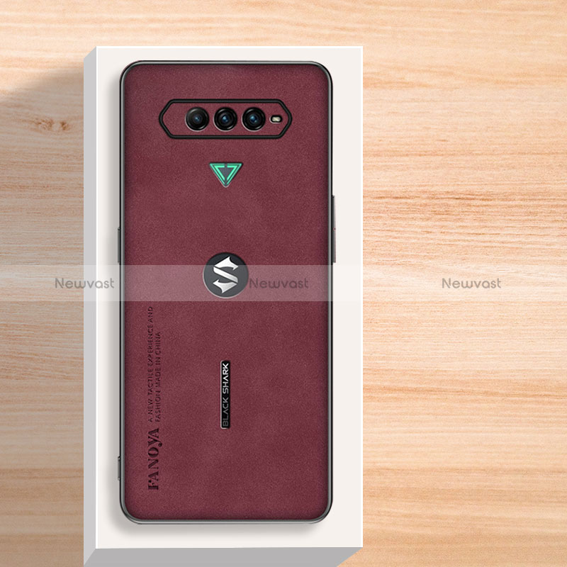 Soft Luxury Leather Snap On Case Cover S01 for Xiaomi Black Shark 4 5G Red