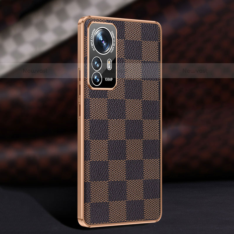 Soft Luxury Leather Snap On Case Cover S01 for Xiaomi Mi 12 Pro 5G Brown