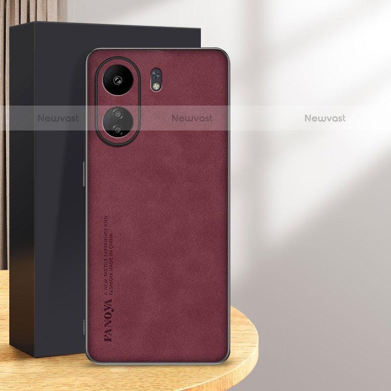 Soft Luxury Leather Snap On Case Cover S01 for Xiaomi Poco C65 Red