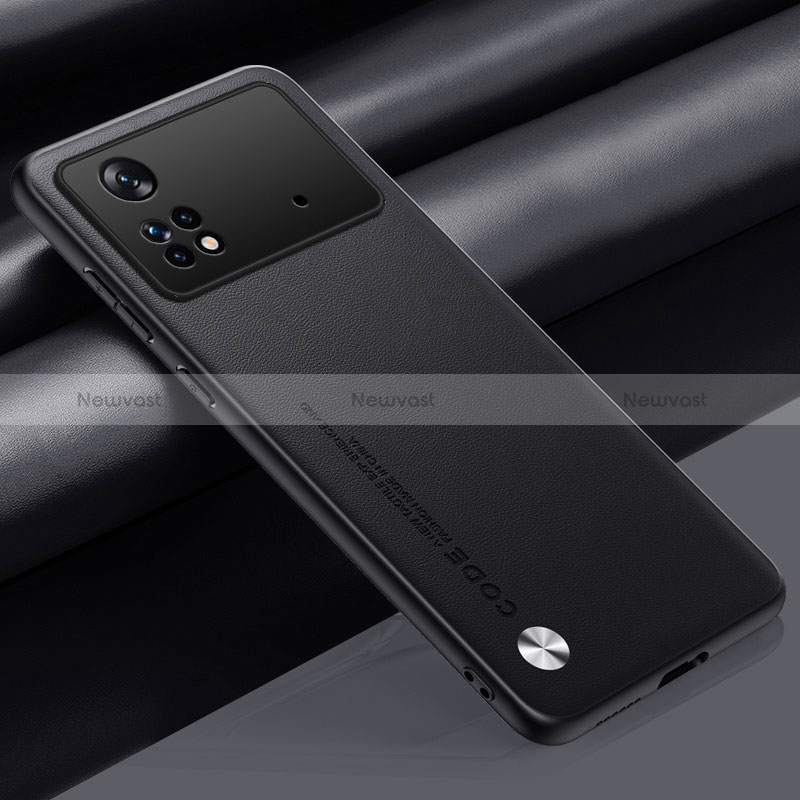 Soft Luxury Leather Snap On Case Cover S01 for Xiaomi Poco M4 Pro 4G Black