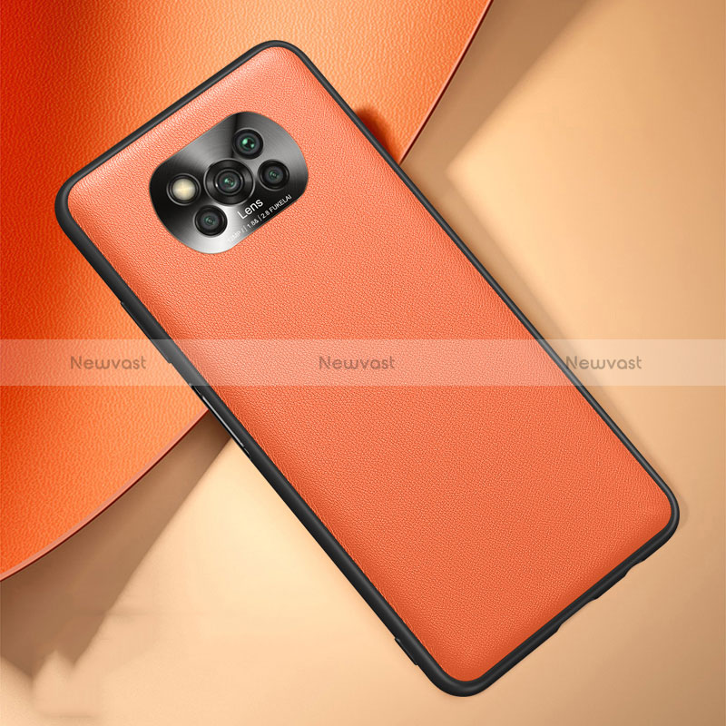 Soft Luxury Leather Snap On Case Cover S01 for Xiaomi Poco X3 NFC Orange