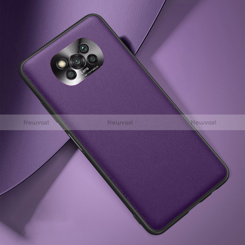 Soft Luxury Leather Snap On Case Cover S01 for Xiaomi Poco X3 Pro Purple