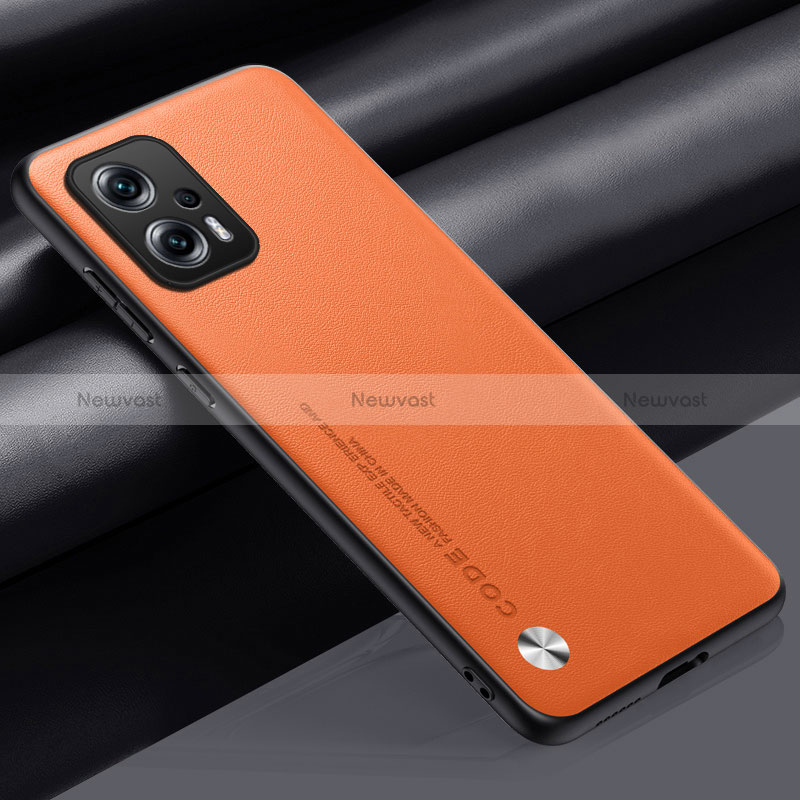 Soft Luxury Leather Snap On Case Cover S01 for Xiaomi Poco X4 GT 5G Orange