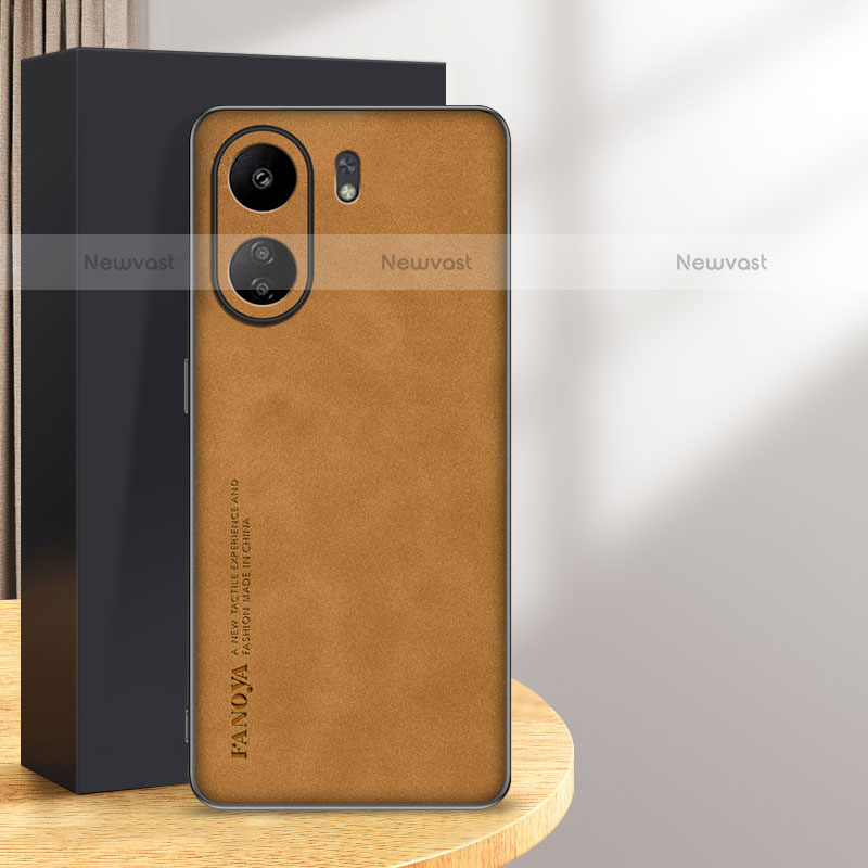 Soft Luxury Leather Snap On Case Cover S01 for Xiaomi Redmi 13C Orange