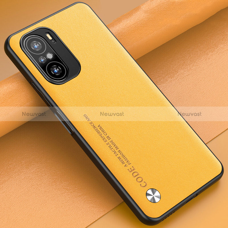 Soft Luxury Leather Snap On Case Cover S01 for Xiaomi Redmi K40 Pro 5G Yellow