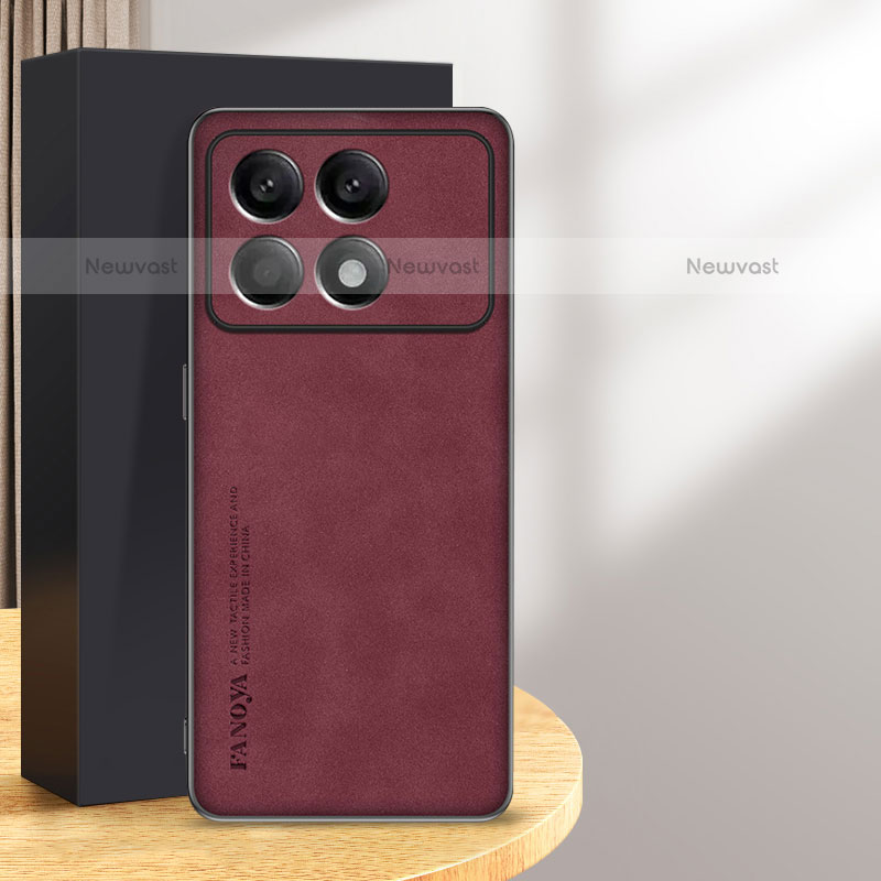 Soft Luxury Leather Snap On Case Cover S01 for Xiaomi Redmi K70E 5G Red