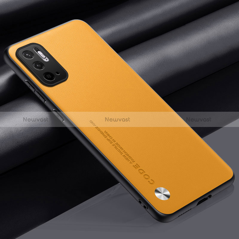 Soft Luxury Leather Snap On Case Cover S01 for Xiaomi Redmi Note 10T 5G Yellow