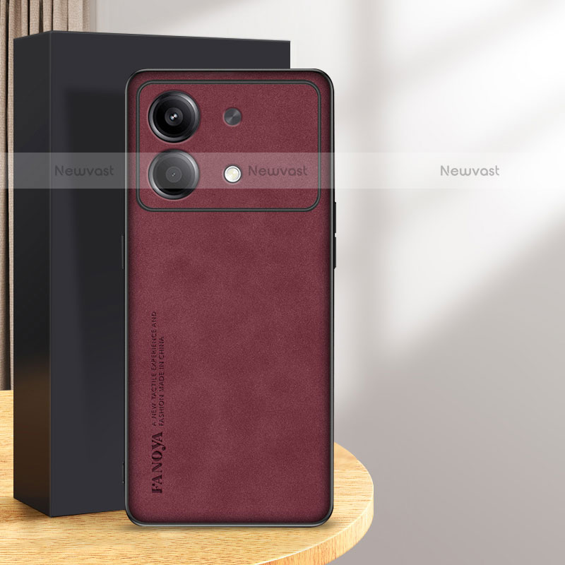 Soft Luxury Leather Snap On Case Cover S01 for Xiaomi Redmi Note 13R Pro 5G Red