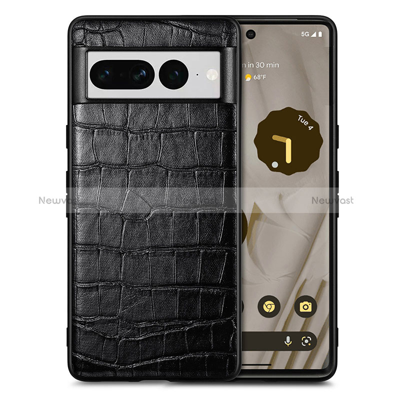 Soft Luxury Leather Snap On Case Cover S01D for Google Pixel 7 Pro 5G Black