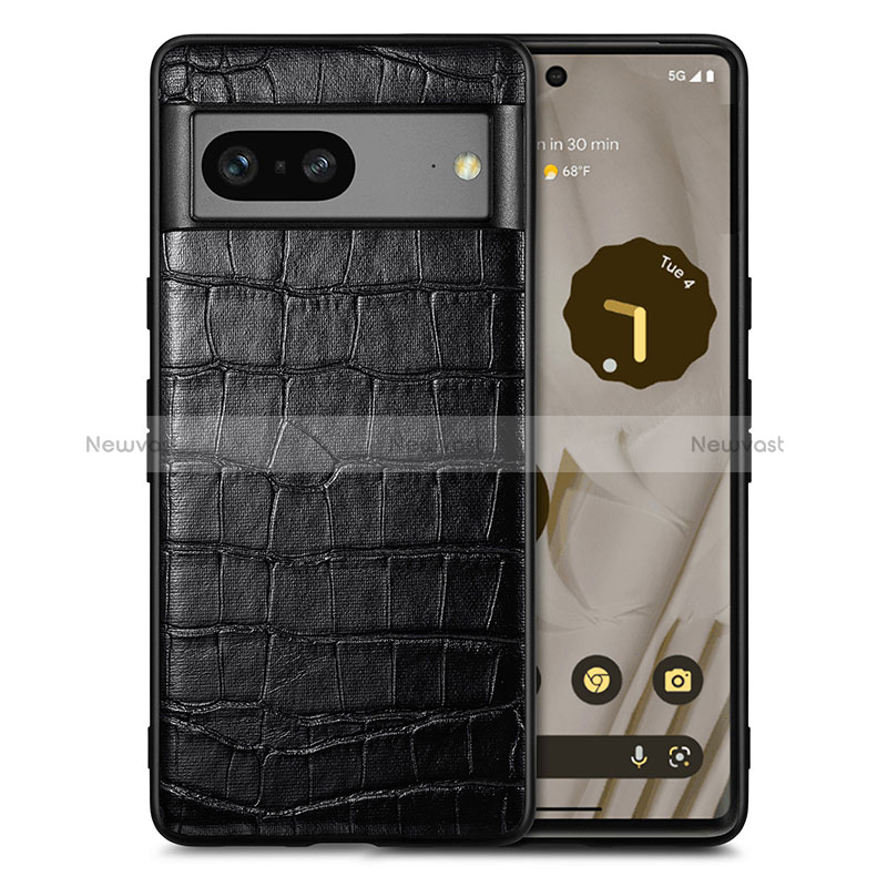 Soft Luxury Leather Snap On Case Cover S01D for Google Pixel 7a 5G Black