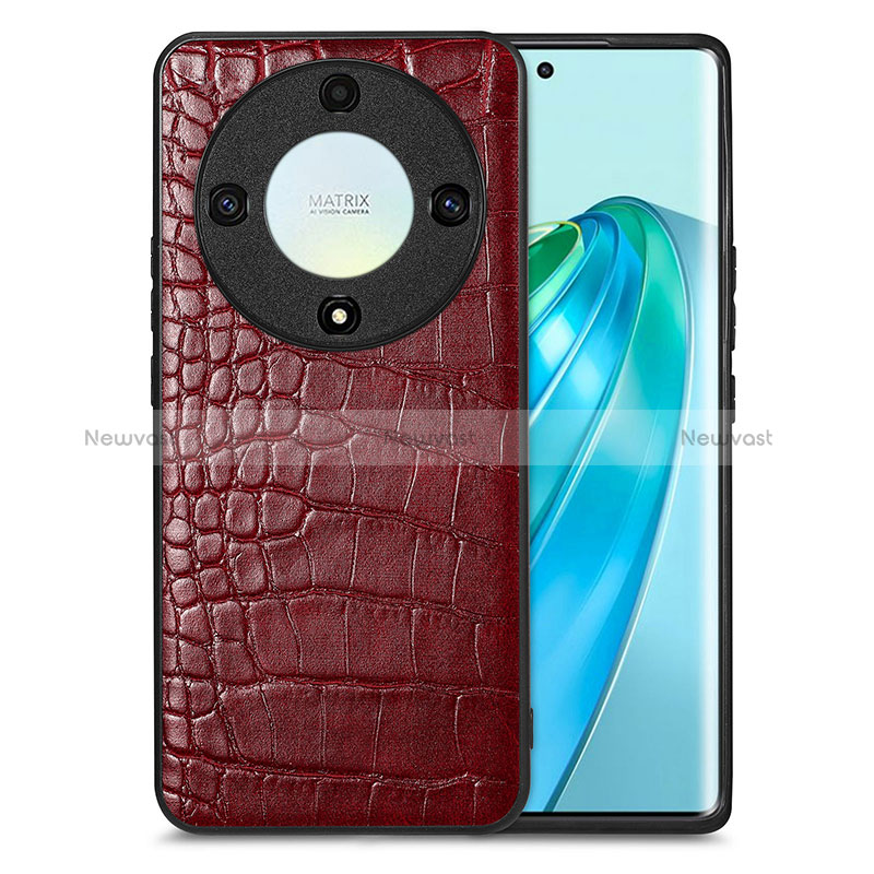 Soft Luxury Leather Snap On Case Cover S01D for Huawei Honor X9a 5G Red