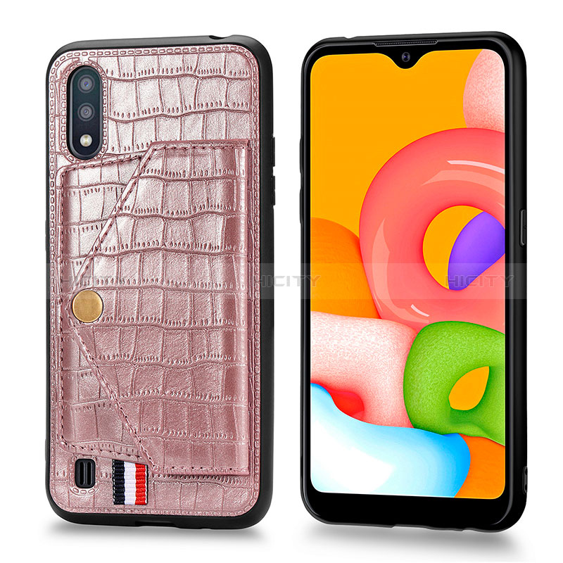 Soft Luxury Leather Snap On Case Cover S01D for Samsung Galaxy A01 SM-A015