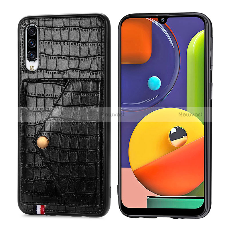 Soft Luxury Leather Snap On Case Cover S01D for Samsung Galaxy A30S Black