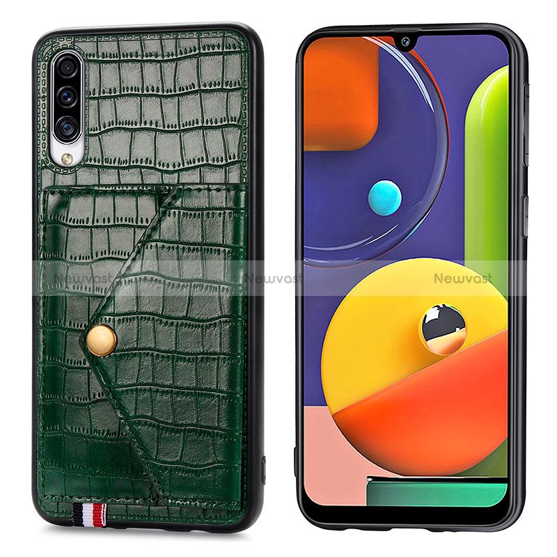 Soft Luxury Leather Snap On Case Cover S01D for Samsung Galaxy A30S Green