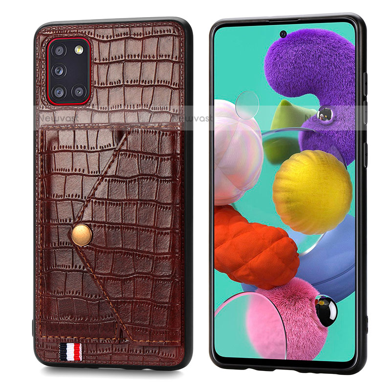 Soft Luxury Leather Snap On Case Cover S01D for Samsung Galaxy A31 Brown