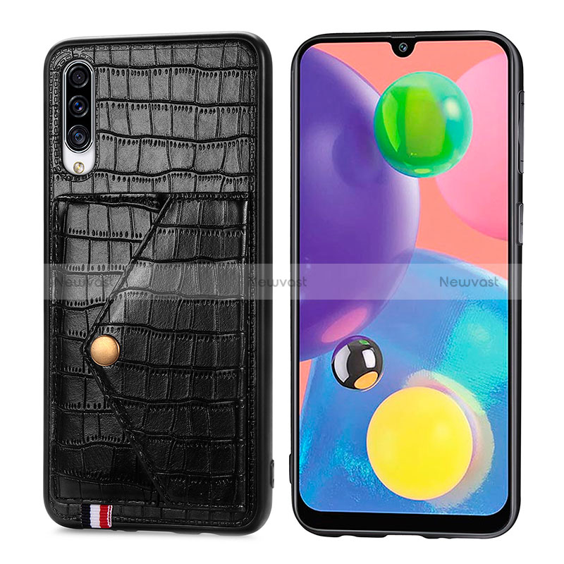 Soft Luxury Leather Snap On Case Cover S01D for Samsung Galaxy A70 Black