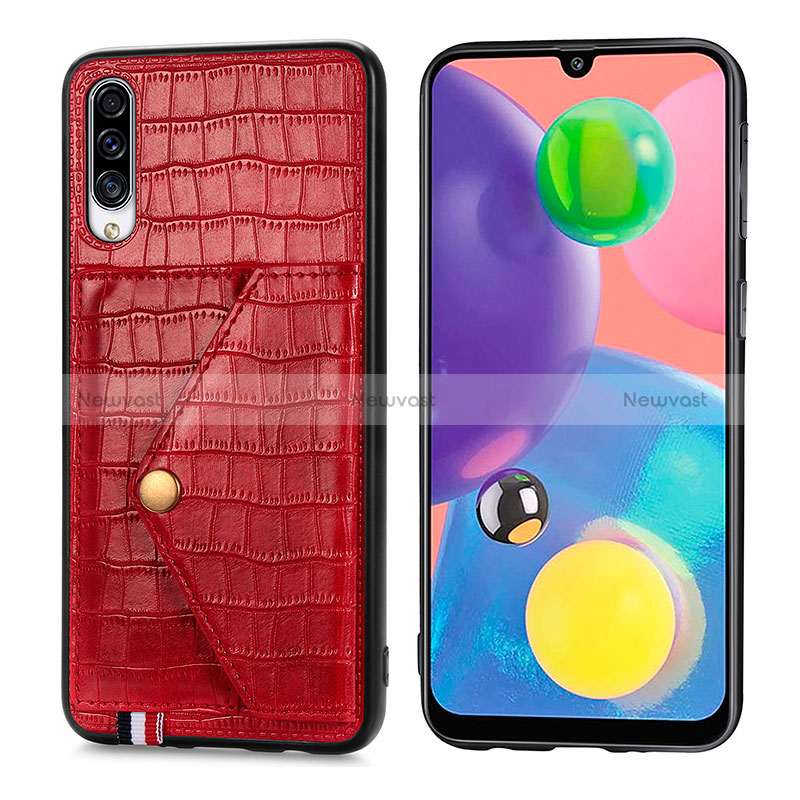 Soft Luxury Leather Snap On Case Cover S01D for Samsung Galaxy A70 Red