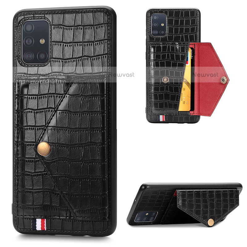 Soft Luxury Leather Snap On Case Cover S01D for Samsung Galaxy A71 4G A715 Black