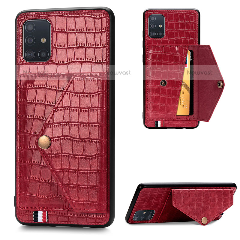 Soft Luxury Leather Snap On Case Cover S01D for Samsung Galaxy A71 4G A715 Red