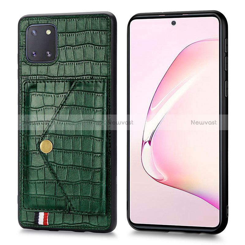 Soft Luxury Leather Snap On Case Cover S01D for Samsung Galaxy A81 Green