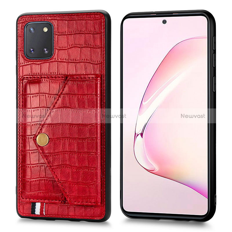 Soft Luxury Leather Snap On Case Cover S01D for Samsung Galaxy A81 Red