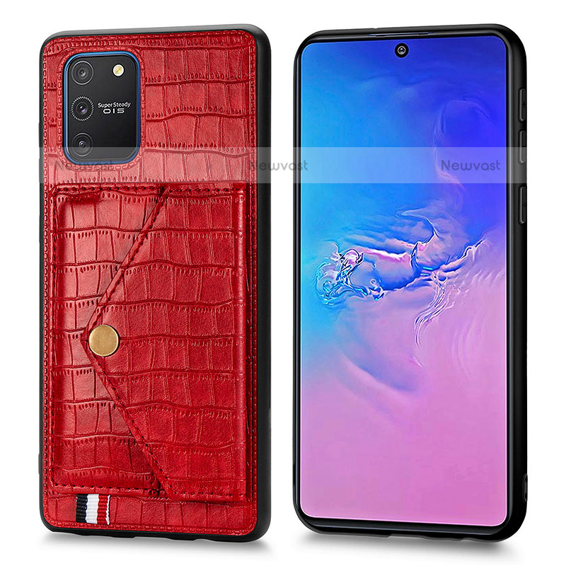 Soft Luxury Leather Snap On Case Cover S01D for Samsung Galaxy A91 Red