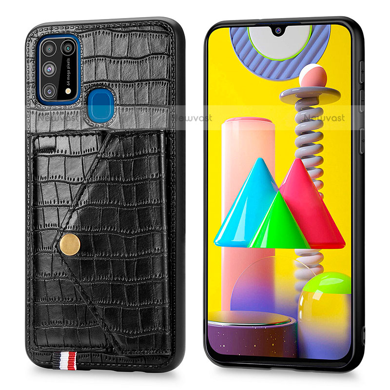 Soft Luxury Leather Snap On Case Cover S01D for Samsung Galaxy M31 Black