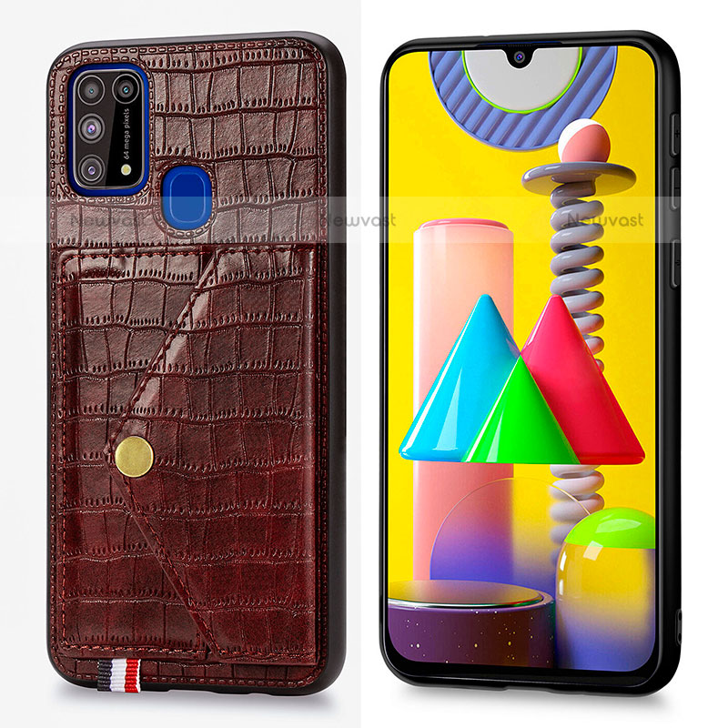 Soft Luxury Leather Snap On Case Cover S01D for Samsung Galaxy M31 Brown